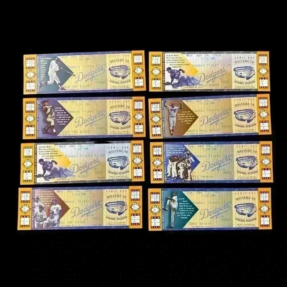 MLB Los Angeles Dodgers vs Reds Logo Cap Night 1995 Season Tickets Set Lot of 8